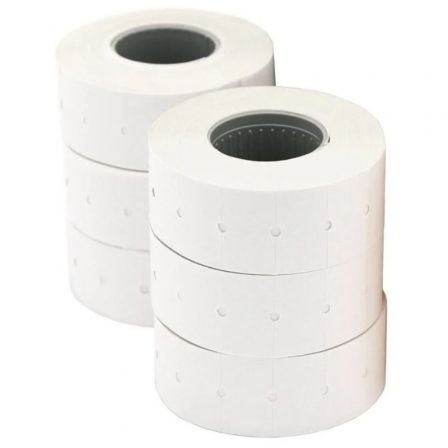 APLI Etiquetas de Precio Blancas Removibles 26x16 mm, Pack de 6 Rollos